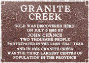 1962 Granite Creek plaque